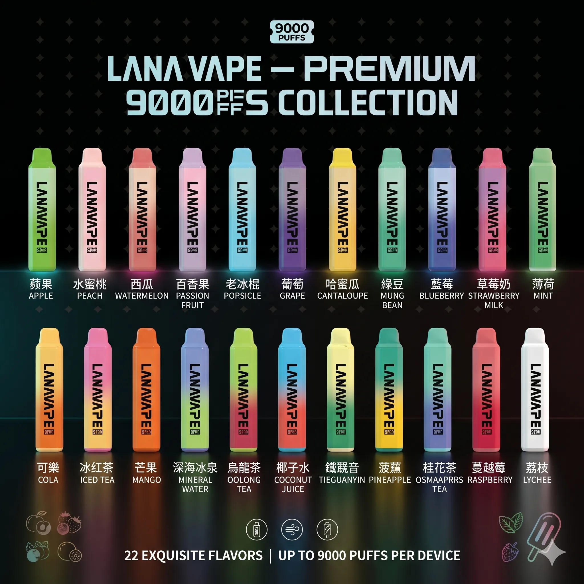 拉娜拋棄式 9000 口 商品主圖